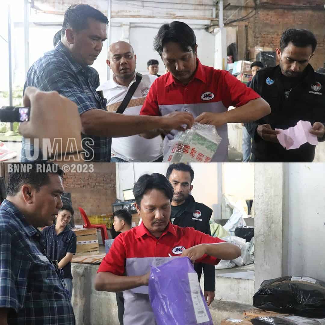 Sinergitas BNN Provinsi Riau dan Kanwil Dirjen Bea Cukai Riau lakukan intervensi kawasan rawan dalam rangka extraordinary penangulangan penyalagunaan narkotika pada Jasa Pengiriman di Pekanbaru