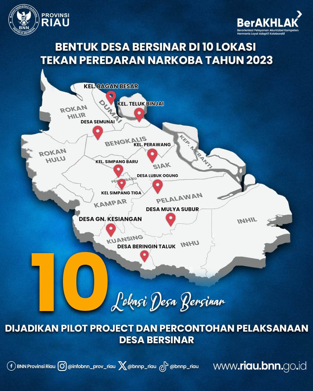 BNN Provinsi Riau Membentuk Desa Bersinar di 10 Lokasi sebagai Upaya Pemberantasan Narkoba Tahun 2023 BNN Provinsi Riau Membentuk Desa Bersinar di 10 Lokasi sebagai Upaya Pemberantasan Narkoba Tahun 2023