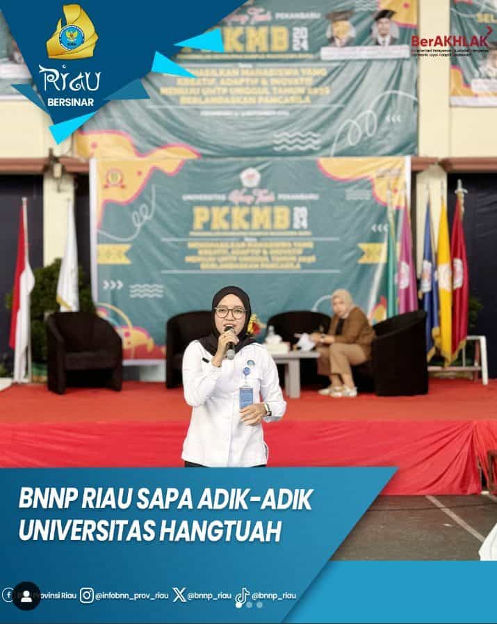 BNN Provinsi Riau Sosialisasikan Bahaya Narkoba pada PKKMB Universitas Hang Tuah: Edukasi untuk Mahasiswa Baru BNN Provinsi Riau Sosialisasikan Bahaya Narkoba pada PKKMB Universitas Hang Tuah: Edukasi untuk Mahasiswa Baru